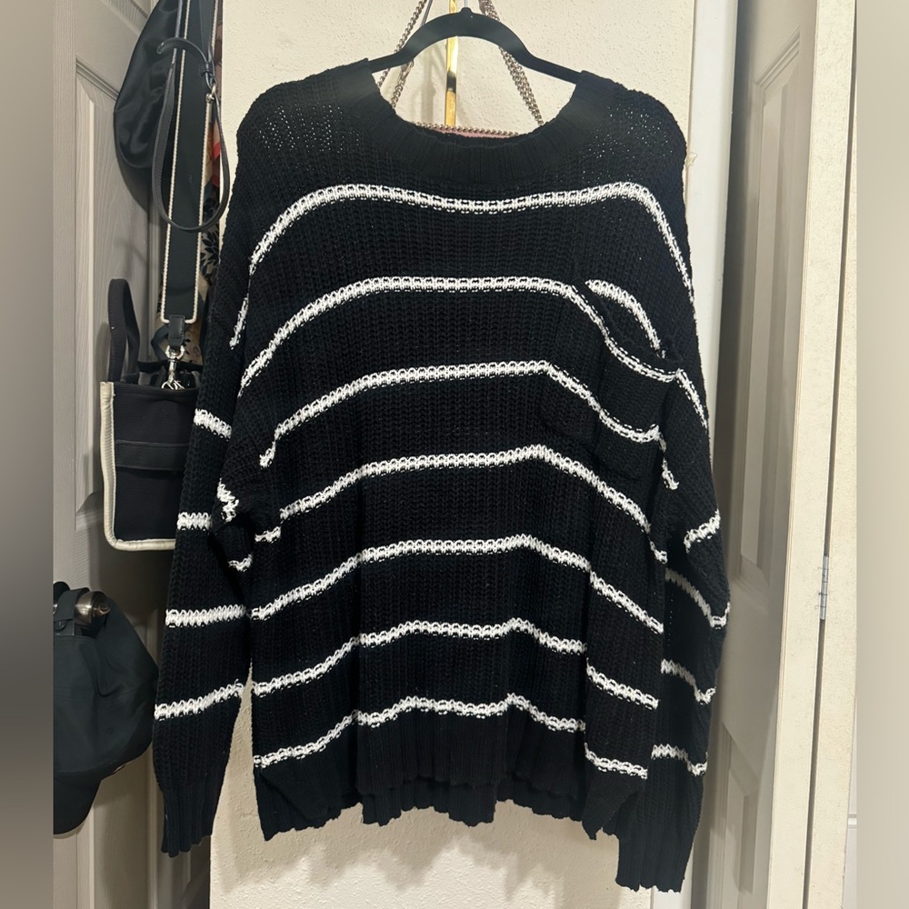 AE Black-and-White Striped Sweater